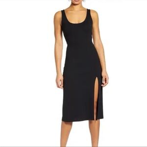 Leith Nordstrom Scoop Neck Midi Dress Black Size S NWT